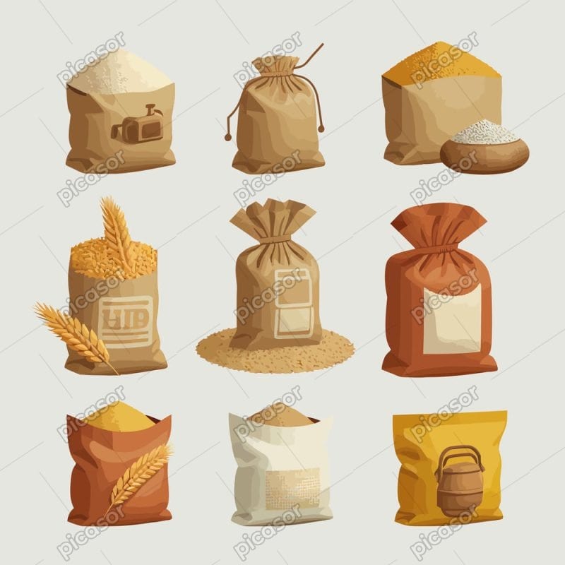 9 وکتور کیسه آرد و گندم