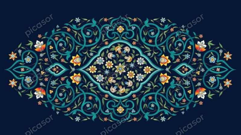 وکتور تزئینی طرح گل تذهیبی