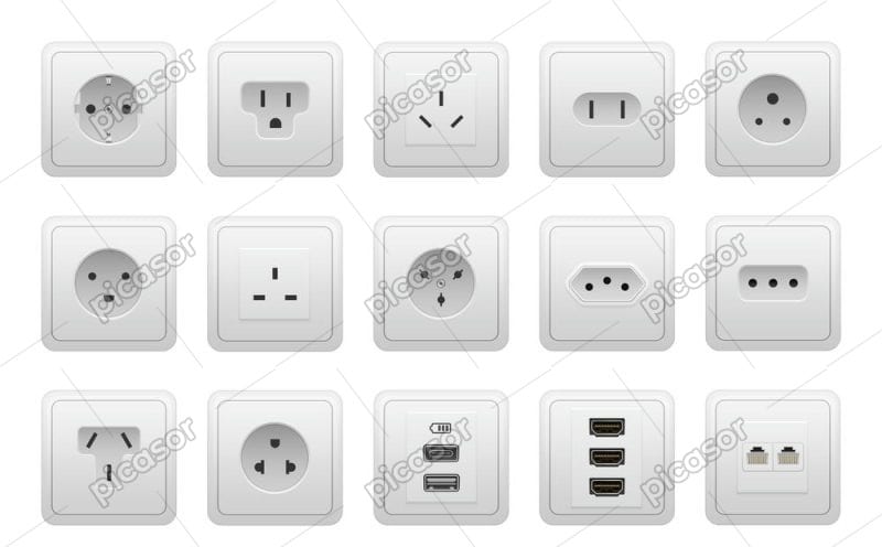 15 وکتور پریز برق - وکتور انواع پریز