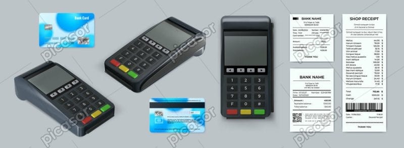 8 وکتور دستگاه کارتخوان پوز با رسید پرداخت و کارت بانکی