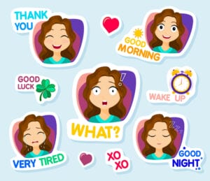 6 وکتور استیکر دختر کارتونی - وکتور آواتار دختر کارتونی
