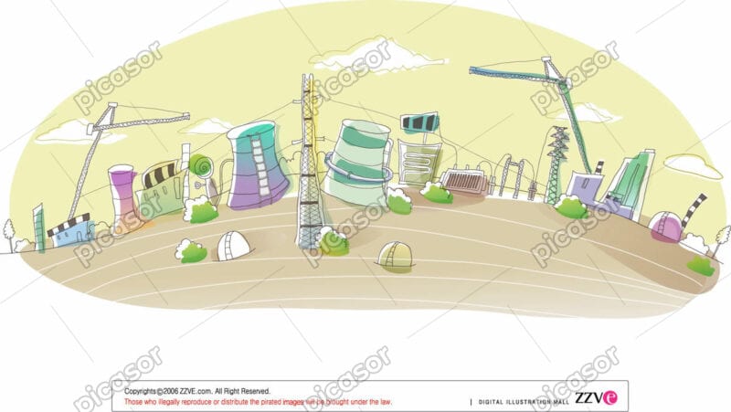 وکتور نقاشی نیروگاه برق طرح کارتونی - وکتور نیروگاه طرح کارتونی