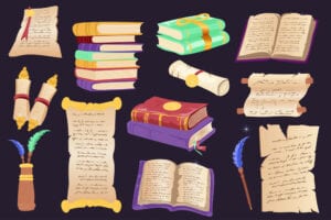 12 وکتور طومار و کتاب کارتونی