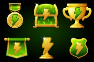 6 وکتور آیکون انرژی با جام و سپر - وکتور جام و سپر و بنر انرژی طرح کارتونی