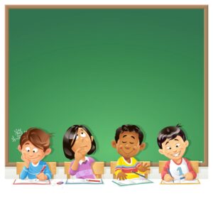 وکتور کارتونی کودکان در کلاس درس - وکتور آموزش و مدرسه