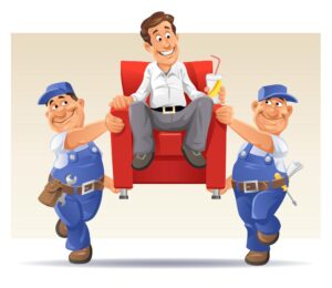 وکتور کارگران در حال حمل رئیس روی مبل سبک کارتونی - وکتور مفهومی کسب وکار