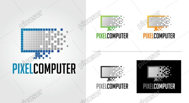 5 وکتور لوگو مانیتور کامپیوتر لوگو شرکت کامپیوتری