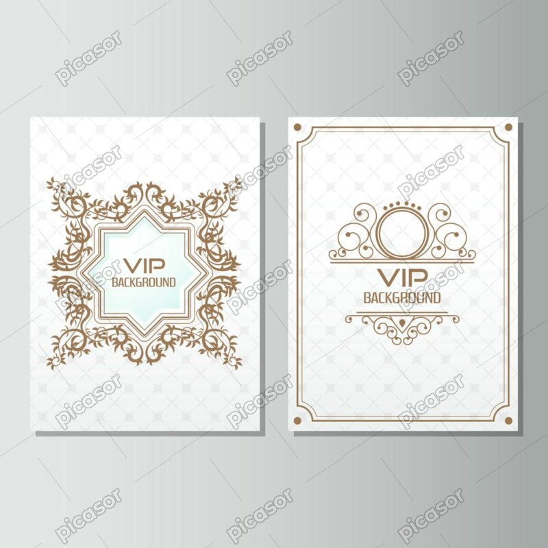 2 وکتور کارت vip با قاب ستاره و برگ و شاخه