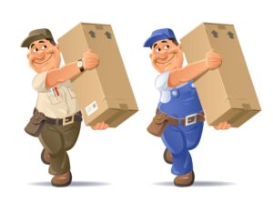 2 وکتور کارگر در حال حمل کارتن سبک کارتونی - وکتور کارگر اسباب کشی