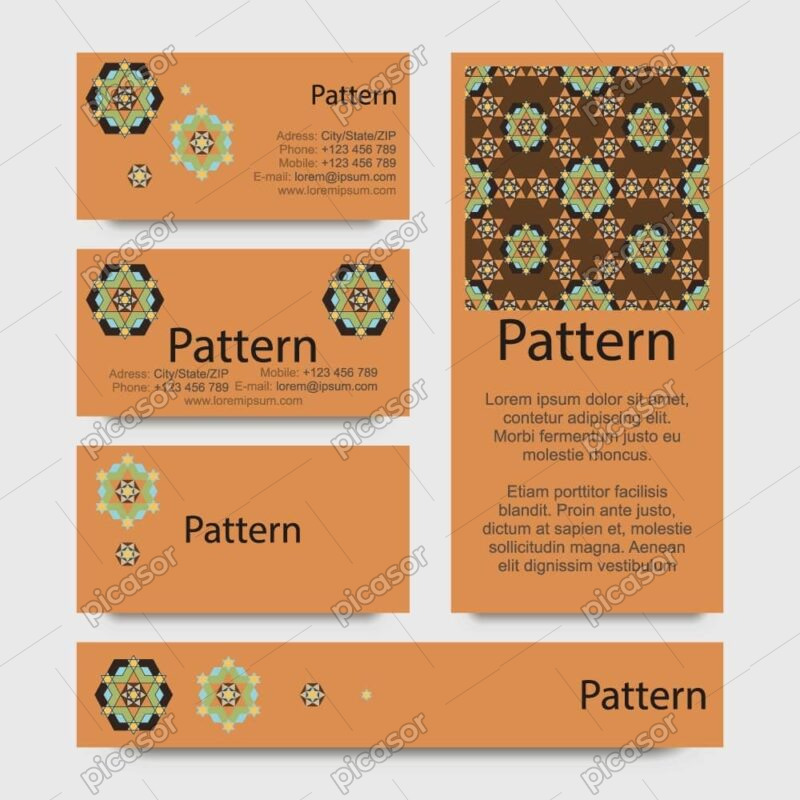 5 وکتور کارت زمینه کاشیکاری هندسی منقش