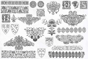25 وکتور حاشیه المان طراحی سبک باروک - وکتور المان های تزئینی جداکننده