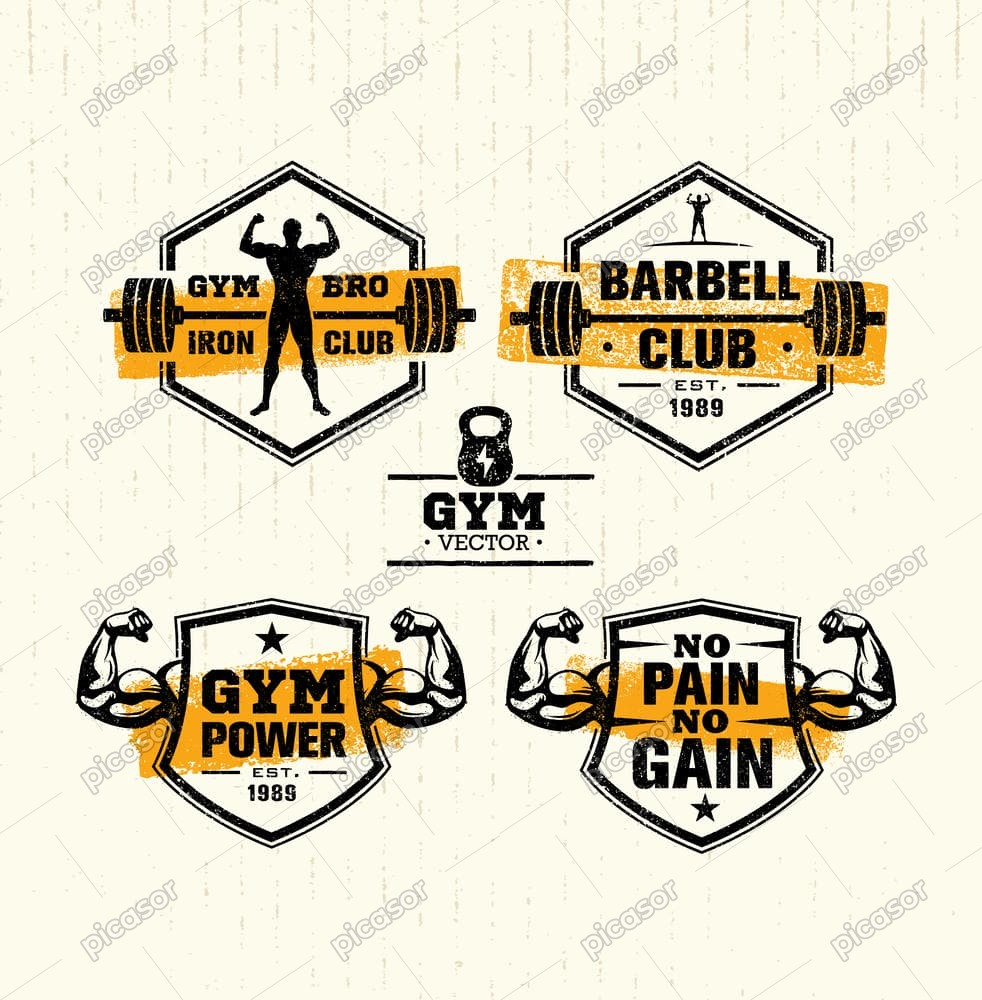 4 وکتور لیبل بدنسازی لوگو پرورش اندام - وکتور لوگو باشگاه ورزشی 4 وکتور لیبل بدنسازی لوگو پرورش اندام - وکتور لوگو باشگاه ورزشی