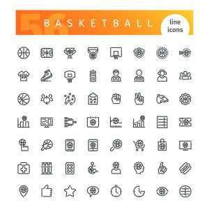 56 وکتور آیکون بسکتبال - وکتور آیکون ورزشی خطی