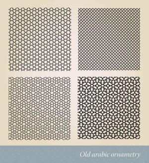 4 وکتور زمینه الگو مشبک سبک عربی - وکتور الگو مینیمال هندسی
