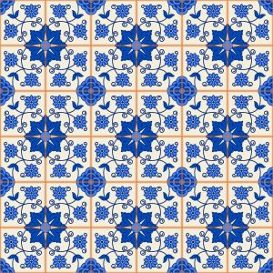 وکتور الگو کاشیکاری با گل و ستاره - وکتور پترن گل طرح کاشی