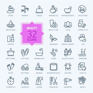 32 وکتور آیکون سالن زیبایی اسپا و استخر و سالن آرایش