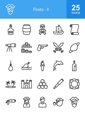 25 وکتور آیکون دزد دریایی طراحی مینیمال