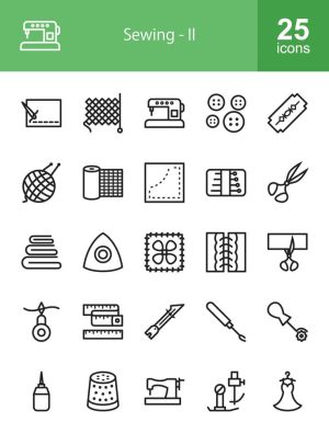 25 وکتور آیکون خیاطی و لوازم خیاطی