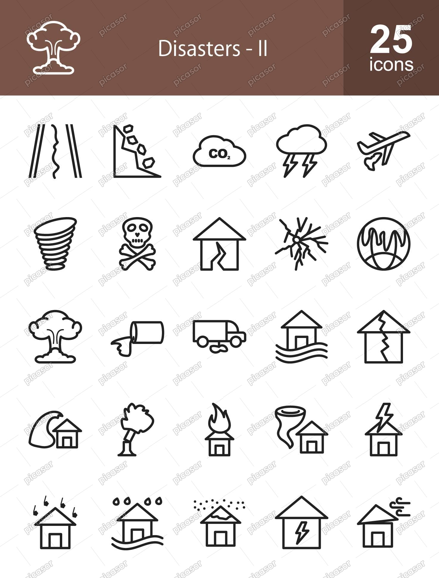 25 وکتور آیکون بلایای طبیعی طراحی مینیمال 25 وکتور آیکون بلایای طبیعی طراحی مینیمال