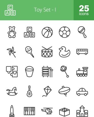25 وکتور آیکون اسباب بازی طرح مینیمال خطی
