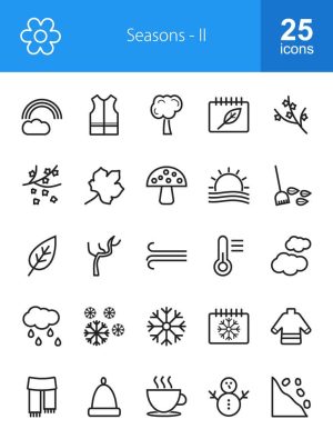 25 وکتور آیکون فصول سال (بخش دوم) با طراحی خطی مینیمال