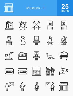 25 وکتور آیکون موزه طرح مینیمال خطی