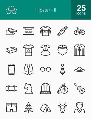 25 وکتور آیکون استایل هیپستر و المان های مدرن طرح مینیمال خطی