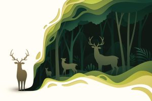 وکتور پس زمینه هنری از حیات وحش - وکتور گوزن در جنگل