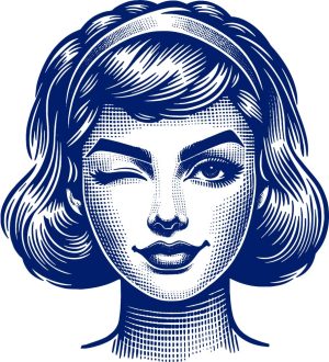 وکتور چشمک زدن دختر جوان سبک وینتیج - وکتور استایل وینتیج