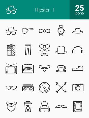 وکتور آیکون هیپستر و سبک زندگی
