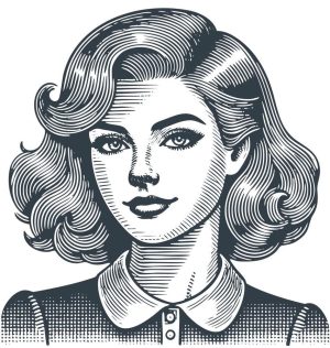 وکتور دختر جوان سبک وینتیج