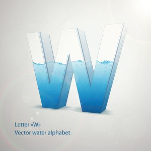 وکتور حرف W با آب و حباب سه بعدی