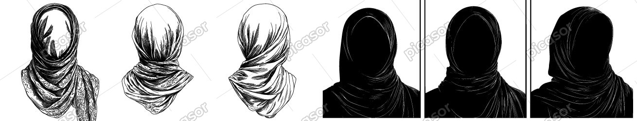 6 وکتور زن با حجاب اسلامی از پشت سر طرح اسکچ مناسب مزون و فروشگاه اسلامی مذهبی 6 وکتور زن با حجاب اسلامی از پشت سر طرح اسکچ مناسب مزون و فروشگاه اسلامی مذهبی