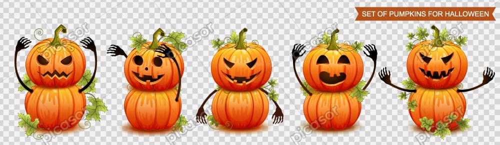 5 وکتور کدو تنبل کارتونی هالووین 5 وکتور کدو تنبل کارتونی هالووین