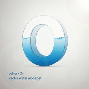 وکتور حرف O با آب و حباب سه بعدی