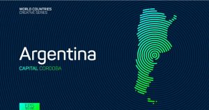 وکتور نقشه آرژانتین با خطوط خمیده - وکتور نقشه کشور آرژانتین طرح خطوط هم مرکز