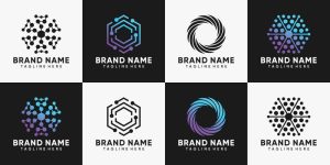 4 وکتور لوگو طرح فناوری و تکنولوژی طرح آبستره با دایره و خط