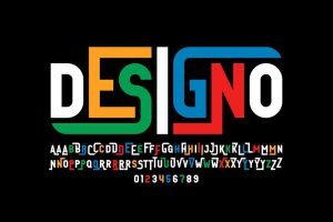 مجموعه وکتور حروف و اعداد انگلیسی سبک فانتزی مدرن