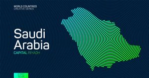 وکتور نقشه عربستان با خطوط خمیده - وکتور نقشه کشور عربستان طرح خطوط هم مرکز