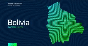 وکتور نقشه بولیوی با خطوط خمیده - وکتور نقشه کشور بولیوی طرح خطوط هم مرکز