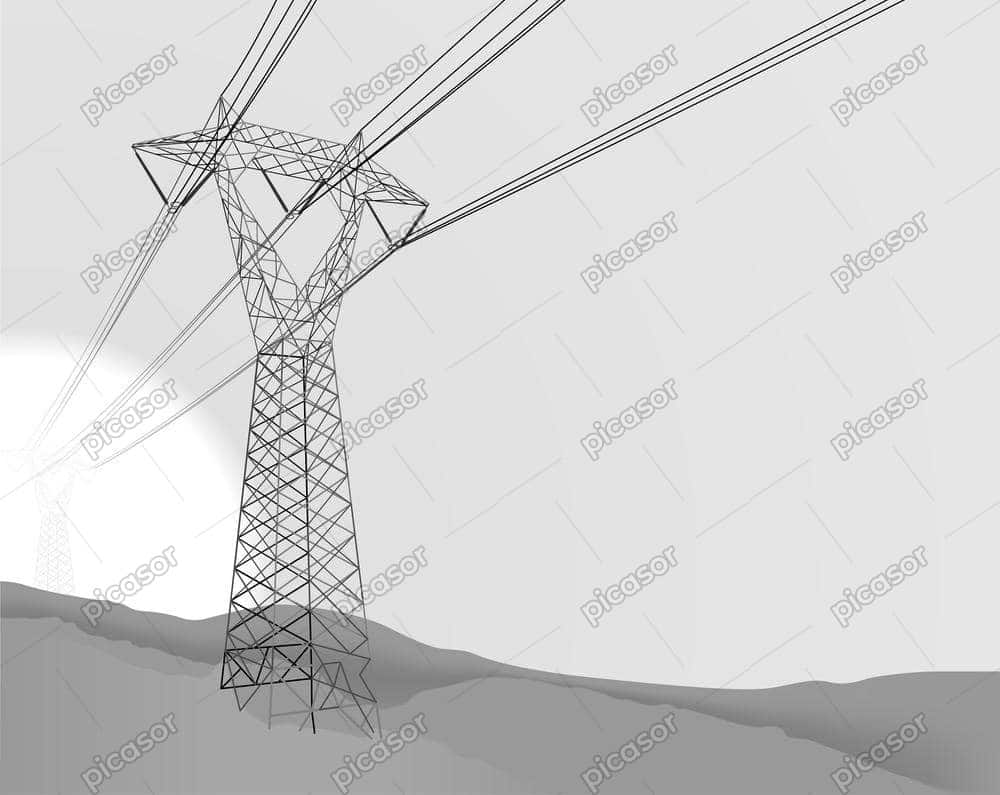 وکتور دکل برق فشار قوی در کوهستان وکتور دکل برق فشار قوی در کوهستان