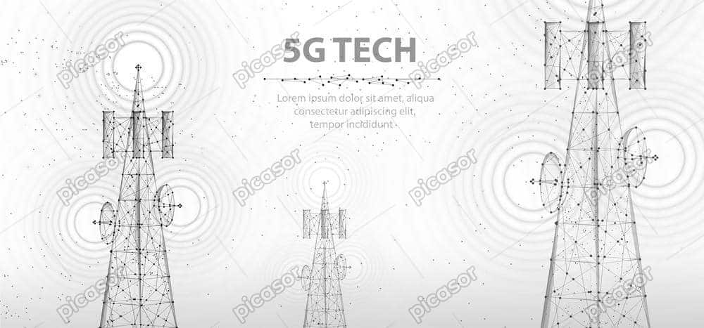 وکتور پس زمینه آنتن های شبکه 5G مخابرات - وکتور پس زمینه دکل مخابراتی و داده ارتباطات وکتور پس زمینه آنتن های شبکه 5G مخابرات - وکتور پس زمینه داده ارتباطات و مخابرات