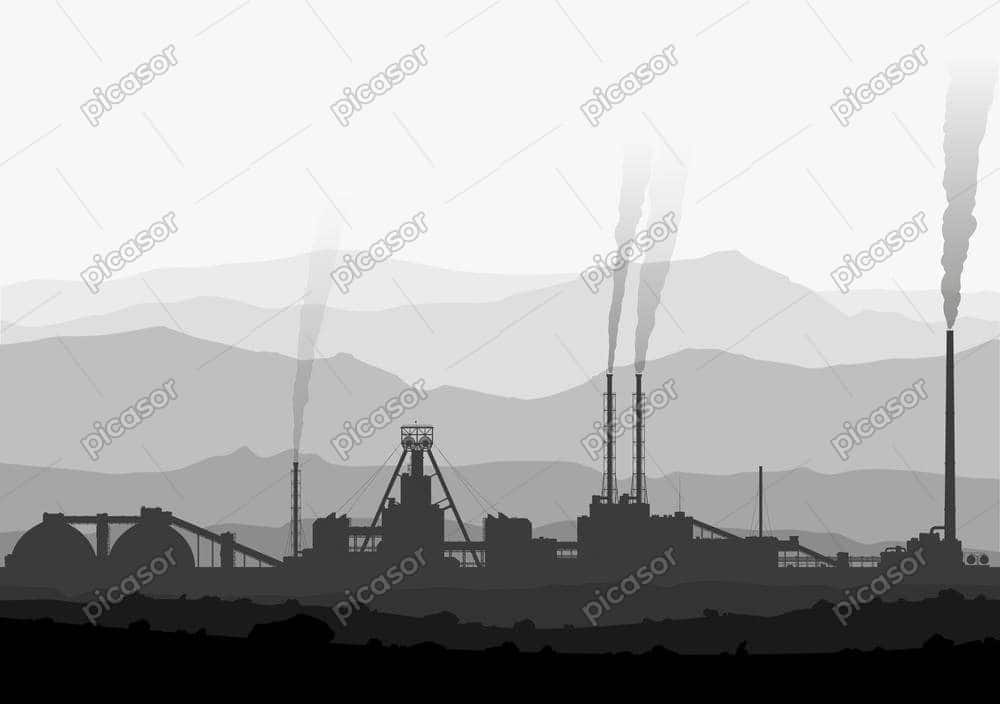Refinery and petrochemical pollution vector Refinery and petrochemical pollution vector