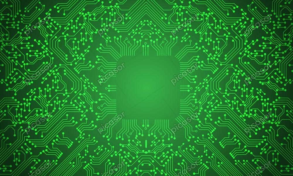 Green background vector of an electronic circuit Green background vector of an electronic circuit
