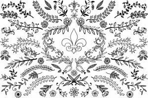 مجموعه نقاشی وکتور برگ و شاخه سبک دودل آرت