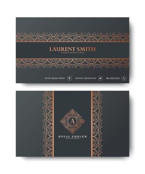 وکتور کارت ویزیت با نقش تزئینی لاکچری - وکتور کارت گالری هنری و صنایع دستی