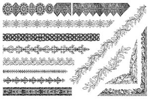 13 وکتور گوشه و حاشیه سبک قدیمی با شاخه و برگ و المانهای ویکتورین
