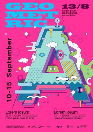 وکتور پوستر هنری با حرف A طرح دودل آرت دیجیتالی