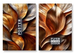 2 وکتور پوستر با بافت هنری برگ لوکس - وکتور پس زمینه برگهای لاکچری