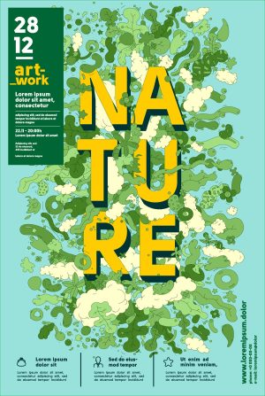 وکتور پوستر طبیعت طرح نقاشی دودل آرت دیجیتالی